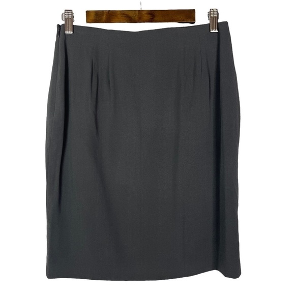 Ann Taylor Gray Silk Pencil Knee Length Skirt 2 - Picture 2 of 3
